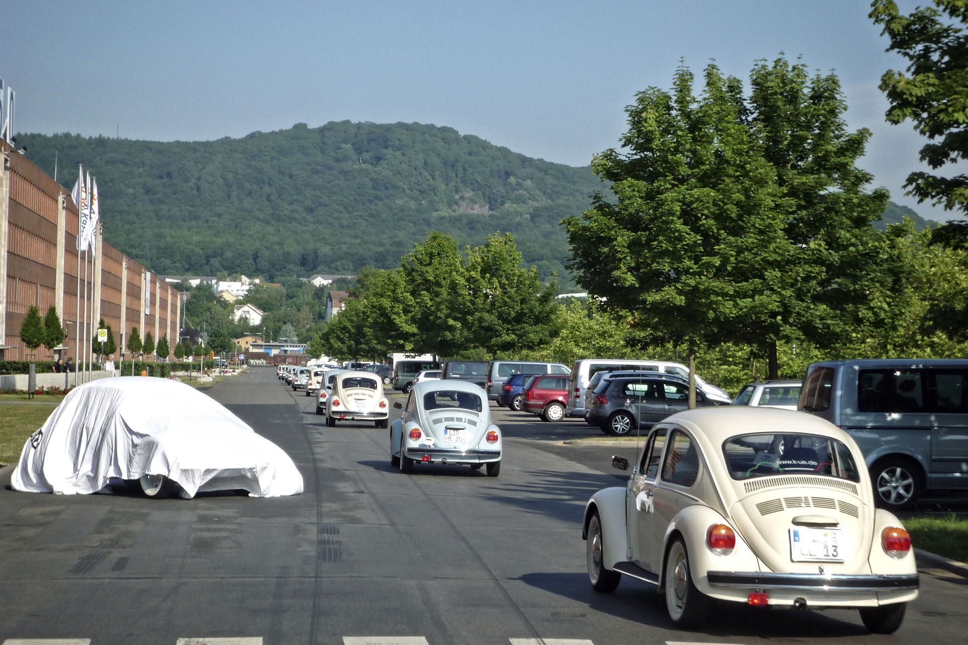 Strolling in front of the factory front